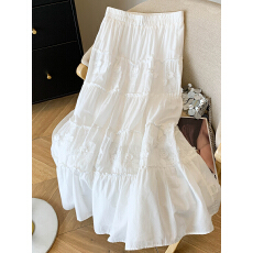 批发超仙白色蕾丝半身裙女夏季长款大摆蛋糕裙子