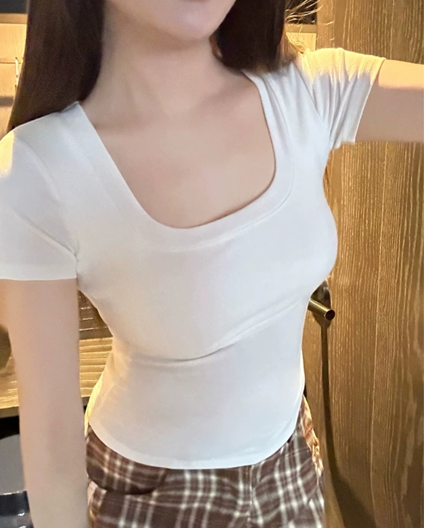 긍정적 인 어깨 티셔츠 여름 인사이드 가져 가라. 조끼 여성 작은 가슴 디스플레이 대 벨트 가슴 패드 언더 코트 반팔