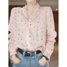 批发宝藏波点2026早春高级感波点<b class='q'>衬衫</b>时髦洋气减龄高级感薄款<b class='q'>衬衣</b>