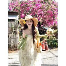 批发Acaine3/09 20:00 95折款白梨清酒 清冷森系刺绣天丝吊带裙