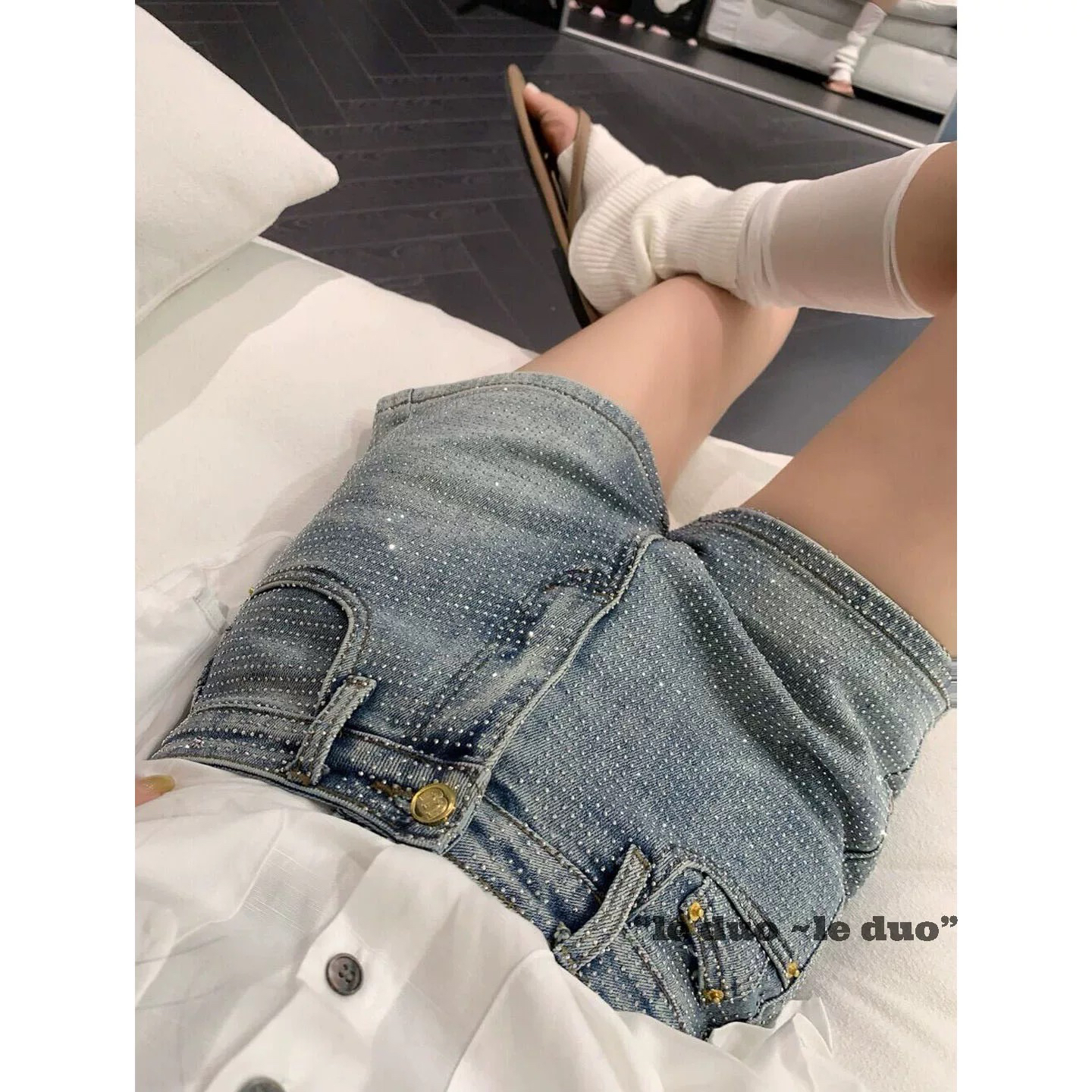 핫걸 무거운 작업 여름 데님 반바지 2026 새로운 다용도 핫 바지 핫픽스 몸매 가꾸기 종류