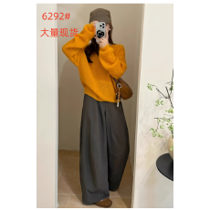 批发气质穿搭一整套高级感小香风橘色针织毛衣秋日巨好看的两件套<b class='q'>裤</b><b class='q'>装</b>