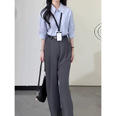 批发春装女2026年新款高知得体轻奢高级感职业衬衫<b class='q'>西装</b>阔腿裤两件<b class='q'>套装</b>