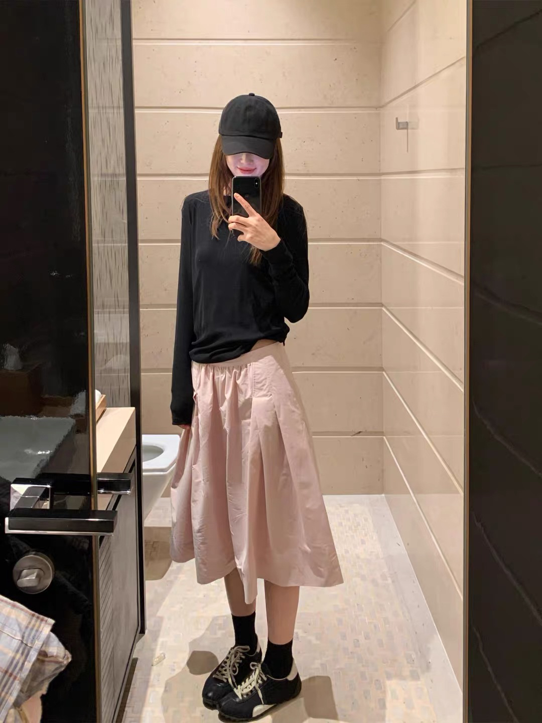 자이언트 잘 생긴 여름 드레스 전체 집합 느긋한 느슨함 센스 착용 가져 가라. 긍정적 인 어깨 긴팔 자외선 차단 티셔츠 핑크색 반신 치마 세트