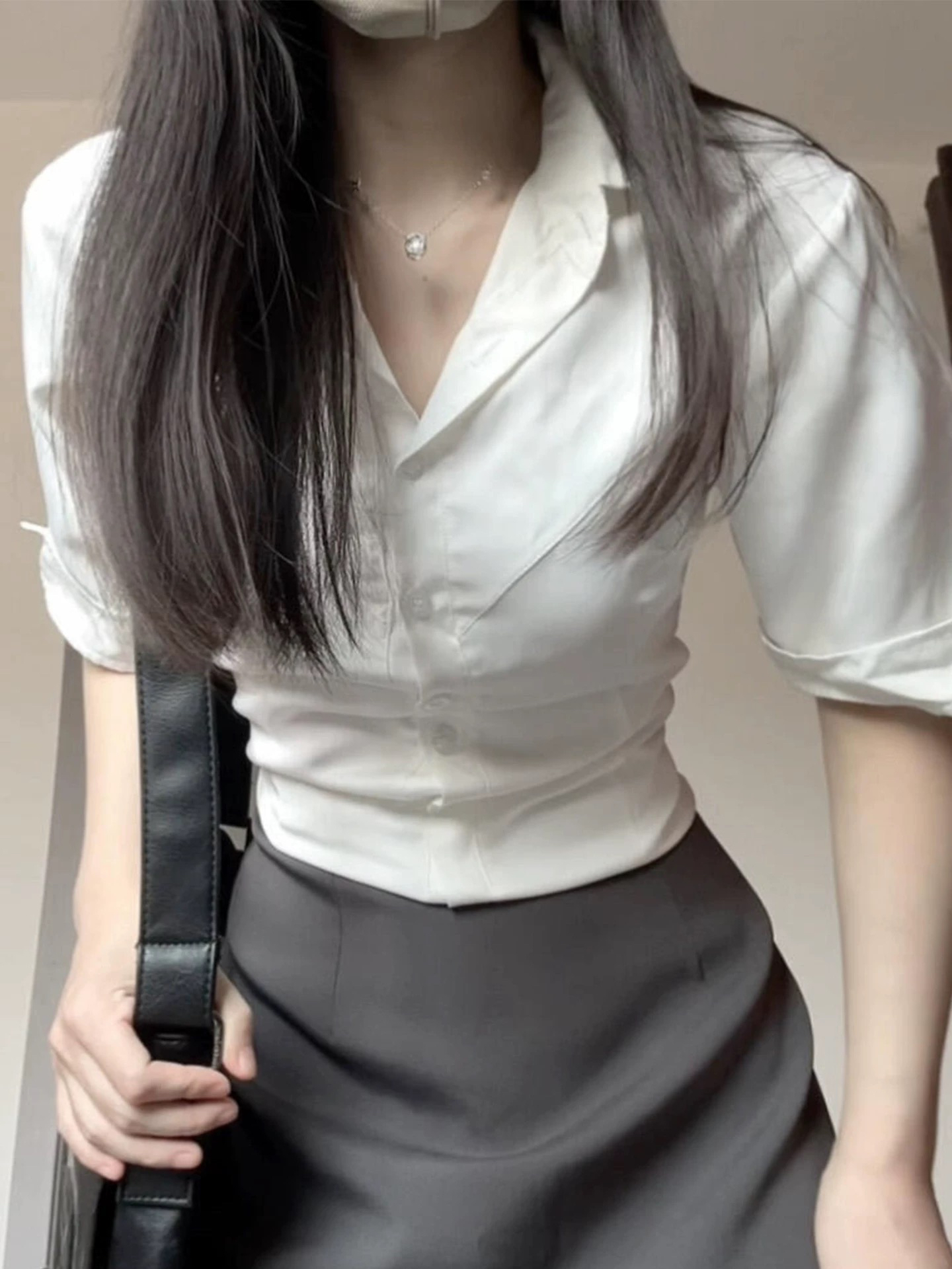한 부서 출퇴근 착용 가져 가라. 품격 드레스 아이들 여름 2026 새로운 화이트 셔츠 정장 반신 치마 세트