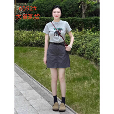 批发一整套ootd穿搭减龄慵懒通勤休闲小狗印花短袖t恤短裙<b class='q'>套装</b>女<b class='q'>夏季</b>