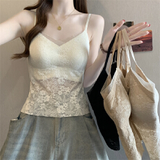 批发实拍实价法式胖MM蕾丝美背春夏吊带背心带胸垫一体内搭外穿打底衫
