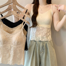 批发实拍实价法式胖MM<b class='q'>蕾丝</b>美背春夏<b class='q'>吊带</b><b class='q'>背心</b>带胸垫一体内搭外穿打底衫