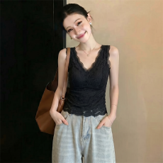批发实拍实价胖MM蕾丝美背<b class='q'>吊带</b><b class='q'>背心</b>百搭带胸垫一体内搭<b class='q'>打底</b>衫