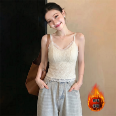 批发实拍实价法式胖MM绝美重工刺绣蕾丝美背吊带带胸垫一体内搭外穿