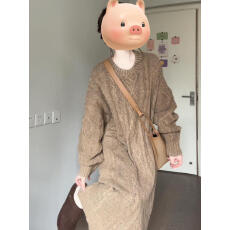 批发欧货<b class='q'>宽松</b>慵懒风软糯别致针织茶歇裙2025年早秋超好看轻熟风<b class='q'>连衣裙</b>