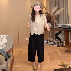 批发2026初秋新款百搭显瘦<b class='q'>T</b><b class='q'>恤</b>上衣+八分西装休闲裤 +显瘦镂空上衣<b class='q'>外套</b>