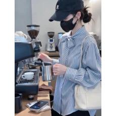 批发2026春季新款衬衣女设计感小众宽松条纹法式春季百搭显瘦长袖衬衫