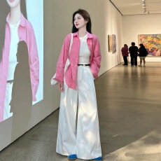 批发法式独特漂亮粉色<b class='q'>衬衫</b><b class='q'>外套</b>女装春秋2026新款设计感小众早春季上衣