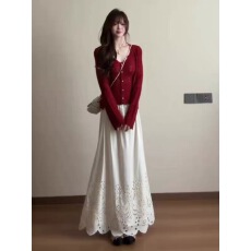 批发早<b class='q'>秋</b>2026新款气质女神范慵懒风针织吊带开衫时尚半身裙三件套装女