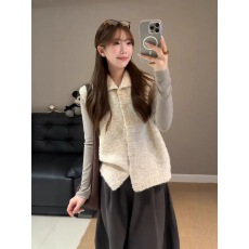 批发韩系针织马甲打底衫半身裙三件套女2026秋冬新款减龄开衫时尚套装