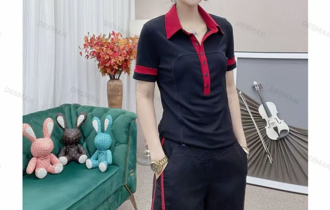 여름 새로운 패션 미니멀리즘 다용도 POLO 칼라 캐주얼 반팔 티셔츠 맨위 여성 트렌디