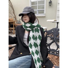 实拍实价 北极绒菱格针织围巾秋冬保暖围脖披肩