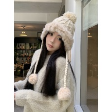 批发实拍实价 秋冬保暖针织毛线帽<b class='q'>可爱</b>加绒雷锋护耳帽