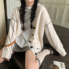 批发实拍实价  休闲慵懒风<b class='q'>宽松</b>针织毛衣开衫外套