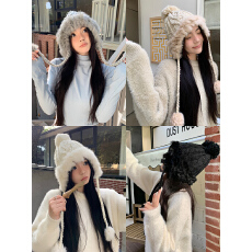 实拍实价 秋冬保暖针织毛线帽可爱加绒双层雷锋护耳帽