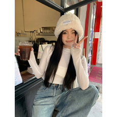 批发实拍实价 木耳边半高领内搭<b class='q'>上衣</b>软糯修身打底衫