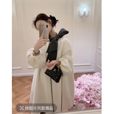 批发韩系黑白撞色蝴蝶结毛呢<b class='q'>连衣裙</b>秋冬季富家千金赫本风设计感中长款