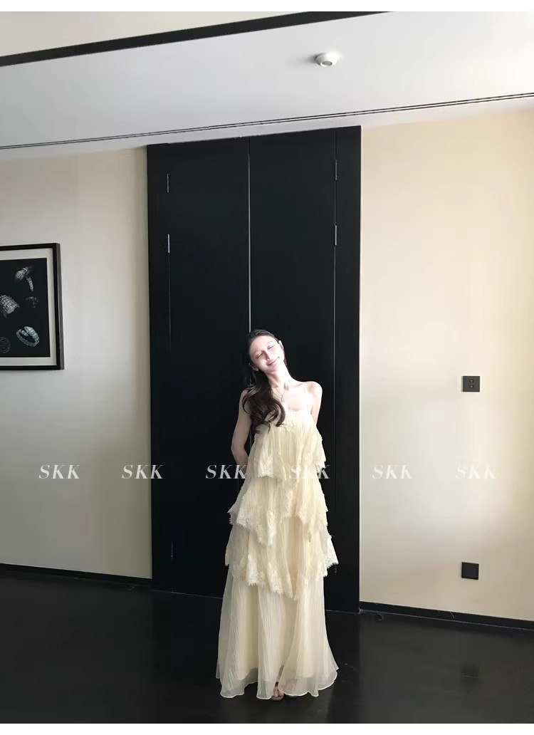 skk store 인시 튜 수여 됨 aj 높음 제품 질감 무거운 작업 레이스 슬립 드레스 길다 쇼트 스타일 봄 여름 여성