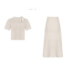 批发夏季冰爽纱圆领轻奢减龄上衣裙子套装