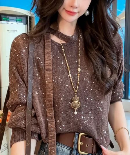 웨이 En coco 빛 럭셔리 스웨터 패션 몸매 가꾸기 반팔 니트 스웨터 풀오버 맨위 s6936