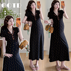 实拍  孕妇装夏季长款过膝辣妈针织连衣裙