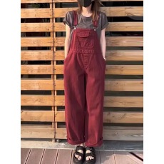 批发美式复古工装牛仔背带裤女宽松设计感小众高腰显瘦直筒吊带<b class='q'>连体裤</b>