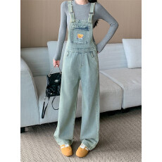 批发实拍实价~复古牛仔背带裤<b class='q'>女</b>秋季新款可爱减龄宽松显瘦休闲<b class='q'>连体裤</b>