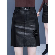 批发复古风皮裙a字短裙子2025新款女秋冬季半身裙pu皮包臀高腰女士