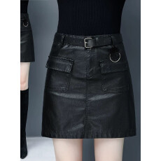 批发不配腰带pu小皮裙女士半身裙秋冬季新款高腰a字短裙一步裙子