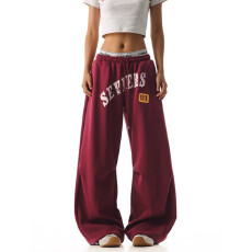 批发美式复古星星印花<b class='q'>休闲裤</b><b class='q'>女</b>2025春秋宽松直筒垂感拖地阔腿<b class='q'>长裤</b>情侣