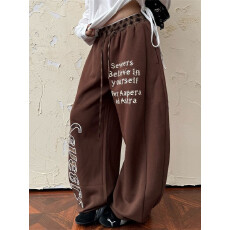 批发立体包边纯棉华棉复合裤子<b class='q'>女</b>秋冬款宽松直筒痞帅炸街休闲<b class='q'>长裤</b>