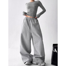 批发<b class='q'>长裤</b>纯棉华棉复合运动裤<b class='q'>女</b>春秋高腰阔腿裤休闲<b class='q'>直筒裤</b>束脚裤卫裤