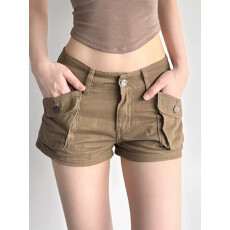 批发美式摩登辣妹低腰弹力<b class='q'>牛仔</b>超<b class='q'>短裤</b>女秋冬修身显瘦包臀热裤子ins