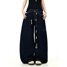 批发原版质量带配件解构弯刀西裤男女秋铆钉高级<b class='q'>休闲</b>垂坠阔腿裤子