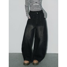 批发高腰黑色复古水洗牛仔弯刀裤女秋季新款梨形身材拖地裤