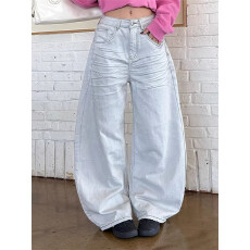 批发复古加州牛仔美式做旧牛仔裤<b class='q'>男</b>女宽松设计感直筒嘻哈坠感拖地<b class='q'>裤子</b>