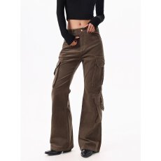 批发美式新概念hiphop重工多袋嘻哈街头重磅堆叠高街弹性喇叭牛仔长裤