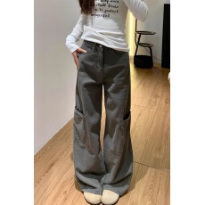 批发美式复古阔腿工装裤女春夏季新款胖妹妹mm梨型身材宽松<b class='q'>显瘦</b>休闲裤