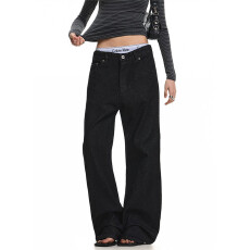 批发刺绣<b class='q'>牛仔裤</b>美式新风格直筒裤男<b class='q'>女</b>宽松休闲基础百搭设计感长裤夏