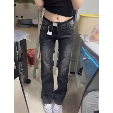 批发美式辣妹低腰微喇牛仔<b class='q'>裤</b>女新款百搭窄版<b class='q'>修身</b>显瘦弹力喇叭<b class='q'>裤</b>
