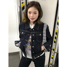批发高级感深蓝色短款<b class='q'>牛仔</b>外套女2026春秋季新款明线设计<b class='q'>夹克</b>长袖上衣