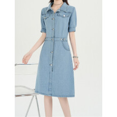 批发实拍实价~复古牛仔<b class='q'>连衣裙</b>女<b class='q'>夏季</b>高级感收腰显瘦气质减龄休闲裙子