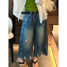 批发复古破洞八分阔腿<b class='q'>牛仔裤</b>女<b class='q'>欧洲站</b>2026夏装新款欧货女装直筒裤子潮