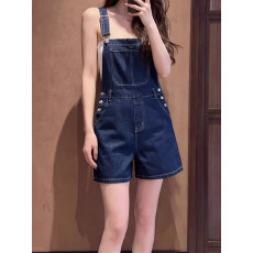 批发小个子背带裤女夏季薄款2026新款设计感小众宽松减龄学生<b class='q'>牛仔</b><b class='q'>短裤</b>